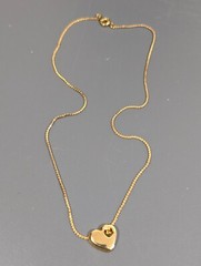 Vintage Faux Topaz Heart Birthstone Choker necklace Gold Tone 15 in