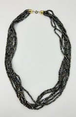 Black Hematite Seed Bead Multistrand Necklace 24 Inch