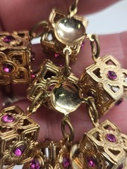 As Is Repair Vintage Retro Goldntone Pink Crystals Dangle Clip On Earrings