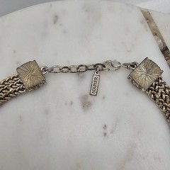 Vintage Napier Necklace Silver Tone Woven Chain Statement Textured Links Signed