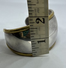 STERLING SILVER SUZANNE ST. CLAIR SIGNED CUFF BRACELET Earrings 53g Copper Trim