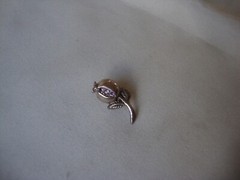 VINTAGE 1970-80s 3D POMEGRANATE LAVENDER TOPAZ STERLING SILVER STAMPED 925 PIN