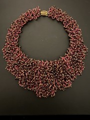 Vintage 15” Real Garnet And Seed Beaded Collar Statement Choker Necklace