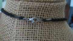 Vintage Branch of Coral Faceted Crystal or Onyx On Black Silk Cord Necklace NICE