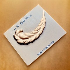 Feather Brooch NOS 18Kt Gold Plated Hand Engraved Mid Century Pin