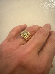 VINTAGE 18K TRICOLOR GOLD DIAMOND WAVE BAND RING 750 YELLOW WHITE ROSE 8 G 7