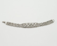 La Rel Rhinestone Clear Sparkling Wide Multi Stone Fancy Dress Vintage Bracelet