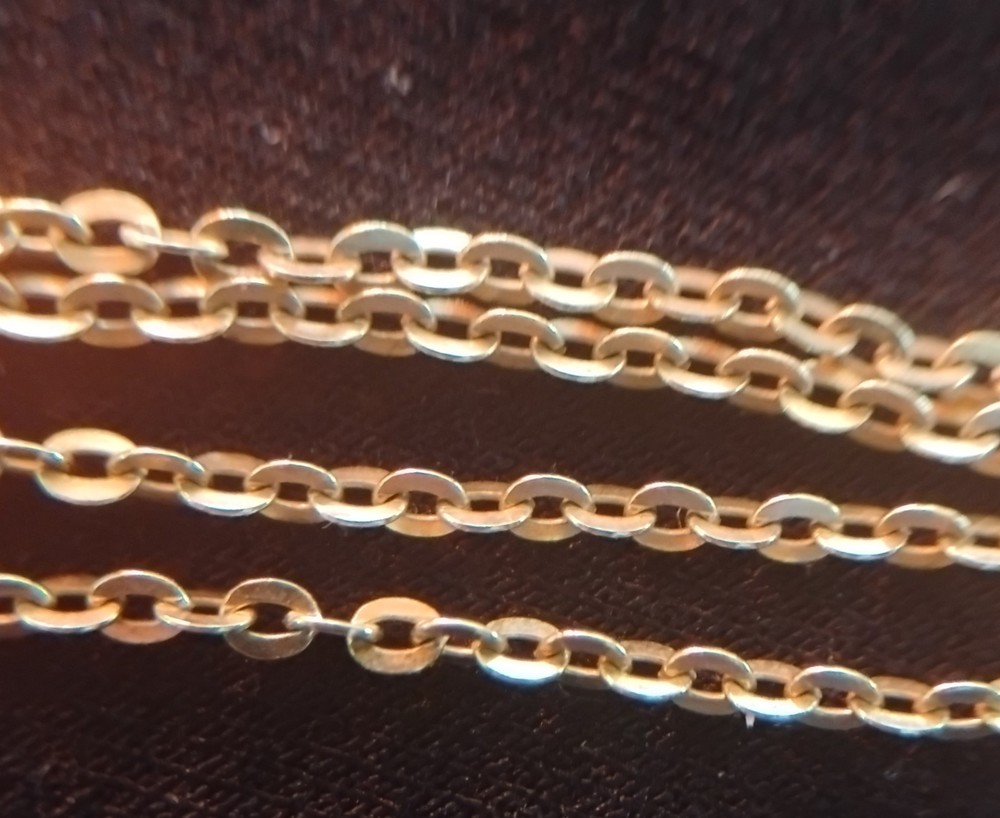 14k Yellow Gold 1.5mm Oval Chain Link Necklace 19″ Vintage UnoAerre Italy 14kt