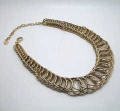 Vintage RJ Graziano modernist interlocking rings statement necklace