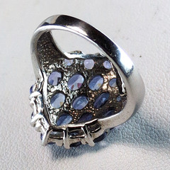 QVC Vintage Sterling 925 SGF Thailand Lab-Created Tanzanite Cocktail Ring S6.75