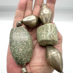 Vintage Tribal Necklace Set Mixed Metal Beads Natural Stone Boho Ethnic Layered