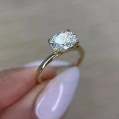 2.00Ct Oval Cut Lab Created Diamond Solitaire Engagement Ring 14K Yellow Gold FN