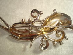 TRIFARI ALFRED PHILIPPE STERLING SILVER,VERMEIL,BIRD of PARADISE BROOCH,SIGNED