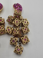 As Is Repair Vintage Retro Goldntone Pink Crystals Dangle Clip On Earrings