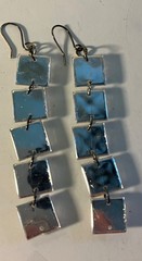 Pierced Earrings Square Rhinestones about 2.5″ Long