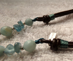 VTG PEYOTE BIRD STERLING SILVER BLUE AQUAMARINE STONE BEAD LEATHER BRACELET 7″