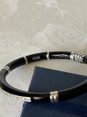 Unique Sterling Silver And Black Hinged Bangle Bracelet made In Italy