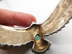 JTV DESIGNER BBJ STERLING SILVER BALD EAGLE BIRD TURQUOISE STONE CUFF BRACELET