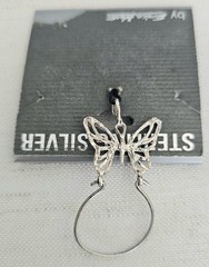 Vintage Erica Hart Sterling Silver Butterfly Charm Holder Pendant