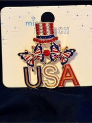 Mint Red White Blue USA Patriotic Brooch