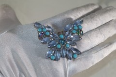 Fab Vintage Rare Juliana DeLizza & Elster Faux Turquoise Blue Butterfly Verified