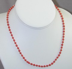 ESTATE Italian Red Coral & 18k Gold Bead Necklace 16 5/8″