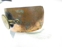 Copper and Brass Mixed Metal Odd Design Cuff Bracelet Vintage
