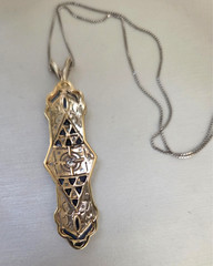 Estate Platinum, 18K YG, 14K White Gold Diamond & Synthetice Sapphire Necklace