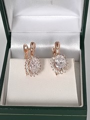 Vintage 1990-s 14 Ct Rolled Gold Zircons Earrings-Hallmarked 585 RG