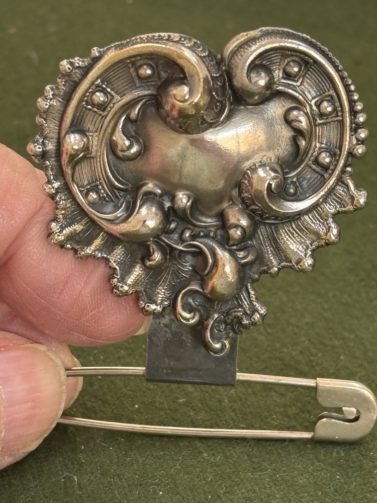 ANTQ VICTORIAN CHATELAINE SILVER PLATE MONEY PIN BODICE KEY HOLDER BELT SLIDE