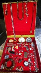 Estate Stunning Jewelry Box With Over 40 Pieces Some Sterling Silver Gold Fill
