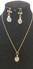 Vintage Elements 8mm Rock Quartz Victorian Necklace, Vtg. leverback earring set