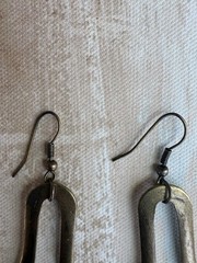 Oversized Sculptural Brass Teardrop Earrings Statement Drip Dangle Huge Vintage