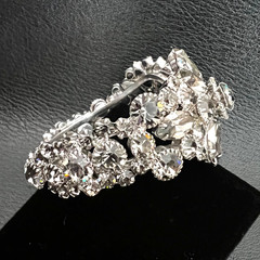 Vintage La Roco Art Deco Clear Crystal Rhinestone Bracelet Earrings Bracelet Set