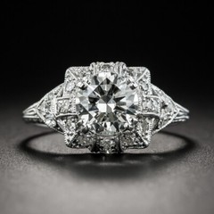 1.35 Ct White Round Cut Simulated Diamond Art Deco Antique Sterling Silver Ring