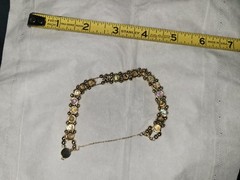 14K Yellow Gold Vintage Slide Charm Bracelet, 7.25″ Multi-Stone, 20 Charms