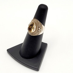 Artisan Smoky Quartz Teardrop Southwestern Style Silver 925 Ring Sz 5.75 Tested