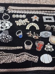 ANTIQUE VINTAGE Deco Sterling Mix Rhinestone JEWELRY LOT All Wearable 400grams
