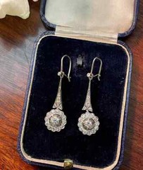 Art Deco Style Round Lab Created Diamond 14K White Gold FN Drop/Dangle Earrings