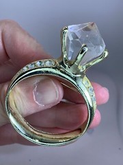 Ring with Clear Rhinestones AJC Vintage Gold Brooch Pin M-3318