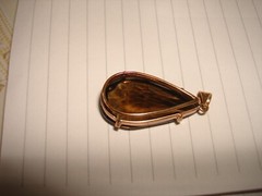 Vintage Nice 14 Kt Solid Yellow Gold Huge Pear Smokey Quartz Pendant Necklace