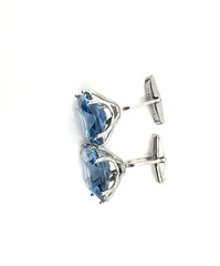 Sterling silver cufflinks with large faceted Blue Topaz gemstones 20mm unisex