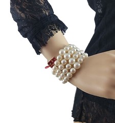 Vintage Laguna Faux Pearl 4 Strand Graduated Bead Coil Cuff Bracelet 6 1/2″