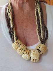 Authentic 1980’s Tribal Buffalo Bone w/Coconut Bead Multi Strand Necklace