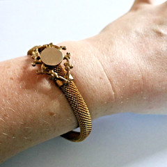 Antique Victorian Gold Mesh Fill Bracelet Bangle Name plate See Video