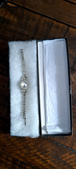 VTG Silver Tone Rhinestone Cocktail Wrist Watch Bracelet NIB