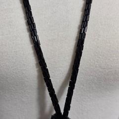 Vintage-Style Black Beaded Lariat Necklace Long Clasp Free Intricate Tassel Ends
