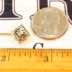 Antique 10K White Gold White Topaz Stick Pin 1.3 Grams