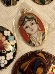 Vintage Cloisonne Butterfly Jewelry 7pc Pendants Earrings Elephant Peacock Cuff