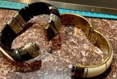 Vintage Bracelet Set Bone/horn. Brass/metal. Boho/ornate Has pin Closure. Nice